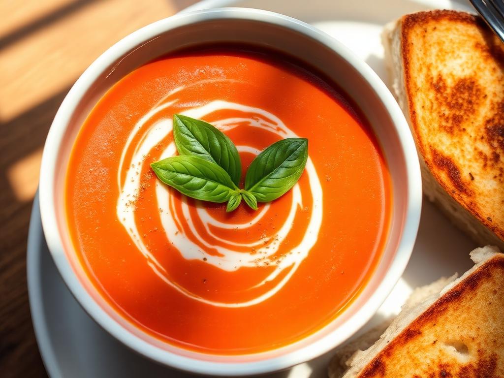 Photo of creamy tomato soup