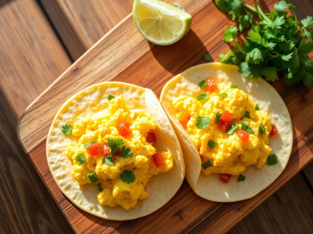 Photo of scrambled egg tacos